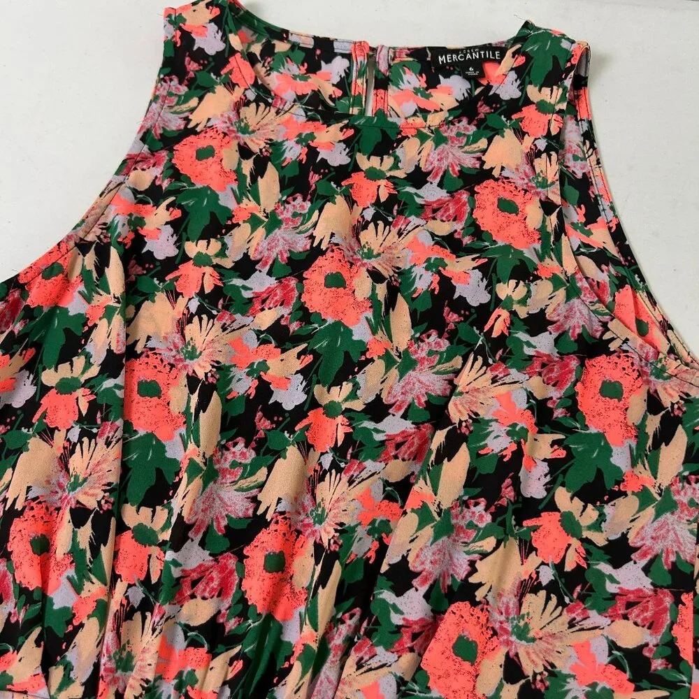 J Crew Mercantile Knee Length‎ Dress Size 6 Neon Floral Sleeveless Lined J4518